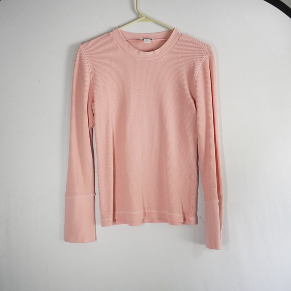 Sundance Tops - Sundance‎ Waffle Knit Long Sleeve Top Ladies PSmall Pink Crew Neck Button Cuff